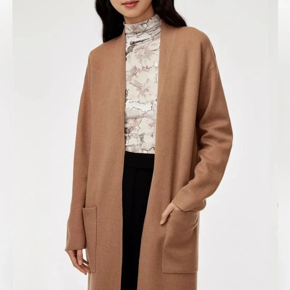 Aritzia Babaton Lance Longline Wool Blend Open Cardigan Camel Size XS - Picture 2 of 10
